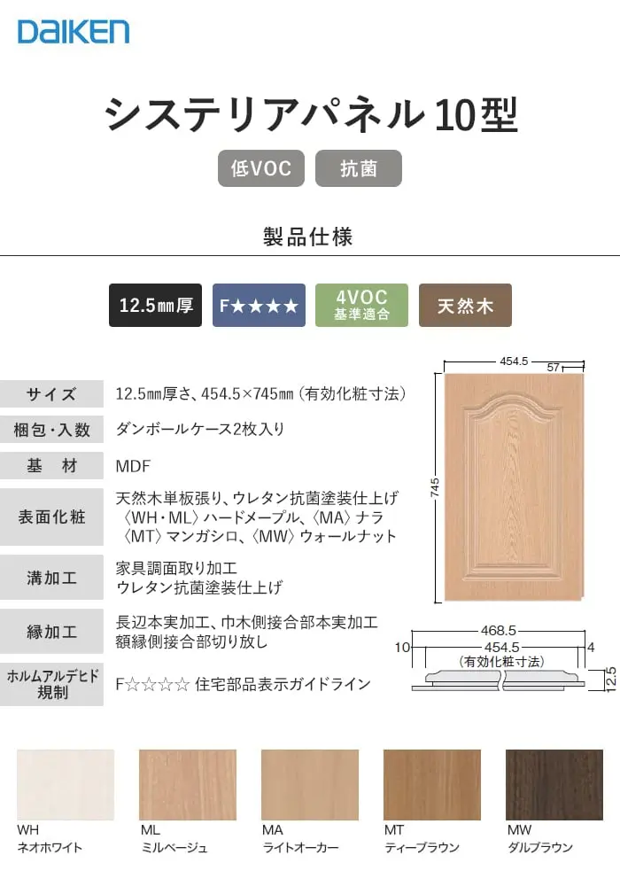 ダイケン システリアパネル 10型(2枚入)【掲載品番】WL-34-1WH-S / WL-34-1ML-S / WL-34-1MA-S / WL-34-1MT2-S / WL-34-1MW-S