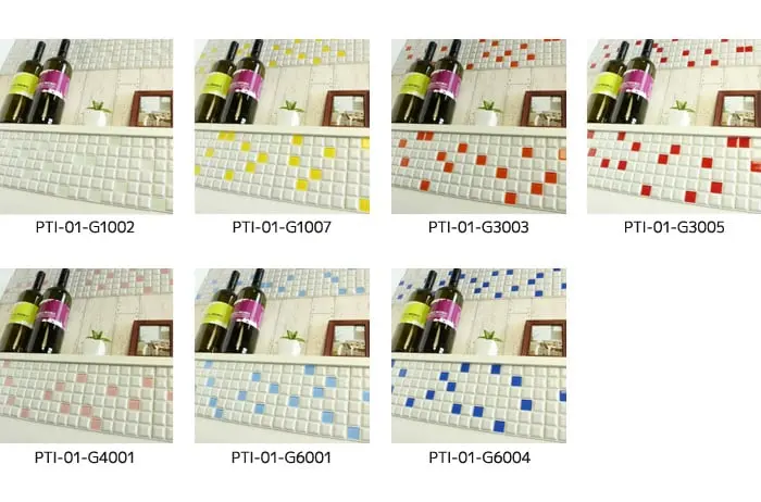 モザイクタイルシール プチコレガラスMIX (シールタイプ 中)【掲載品番】PTI-01-G1002 / PTI-01-G1007 / PTI-01-G3003 / PTI-01-G3005 / PTI-01-G4001 / PTI-01-G6001 / PTI-01-G6004