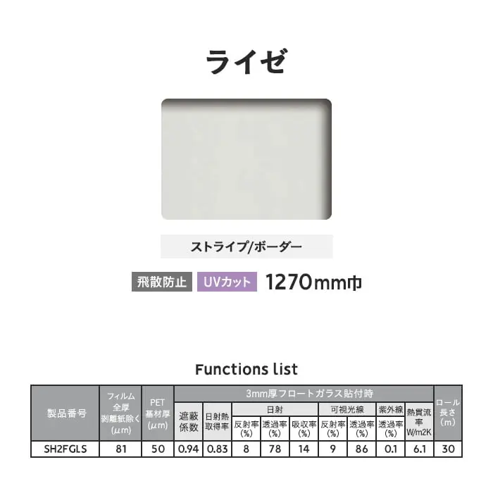 3M ガラスフィルム ファサラ ストライプ/ボーダー ライゼ 1270mm巾【掲載品番】SH2FGLS-1270