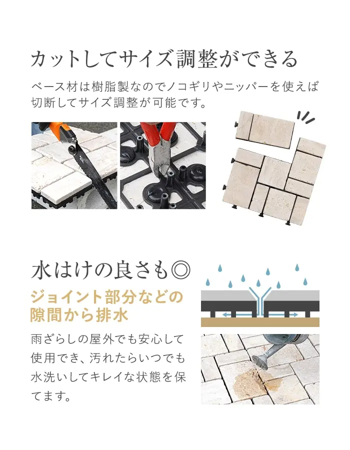 カットしてサイズ調整ができる