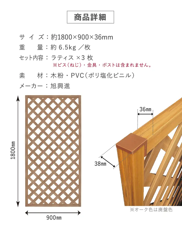 【3枚セット】レシナg ラティス 1890 (1800×900mm)【掲載品番】AKS46970-WN / AKS46970-WH