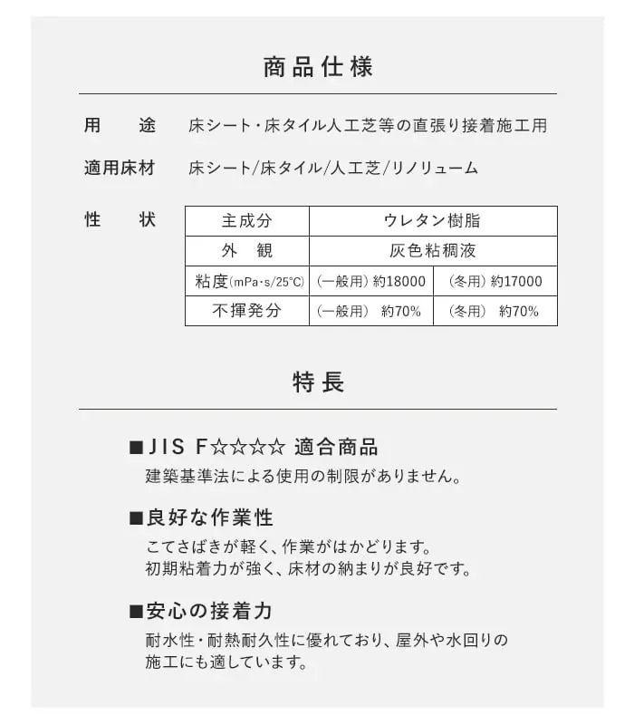 商品仕様、特長