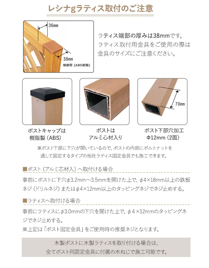 レシナgラティス取付のご注意