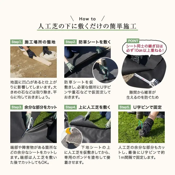 人工芝の下に敷くだけの簡単施工