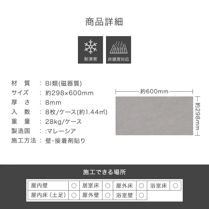 タイル 石目調 壁 床タイル お風呂 298×600×8mm 8枚入 バサルト【掲載品番】MM0025 / MM0026 / MM0027 / MM0028