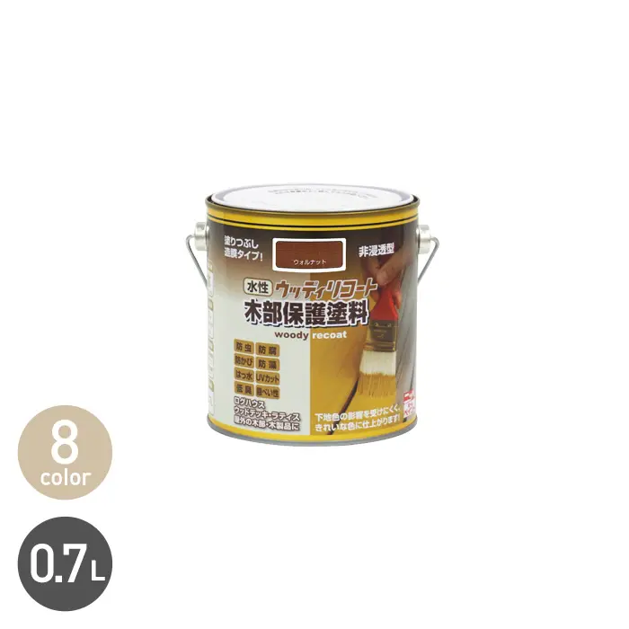 木部塗料 水性 ウッディリコート 0.7L【掲載品番】NP-WBWR-70-SPR / NP-WBWR-70-PNY / NP-WBWR-70-TEAK / NP-WBWR-70-WLN / NP-WBWR-70-PAS / NP-WBWR-70-BR / NP-WBWR-70-BK / NP-WBWR-70-WH