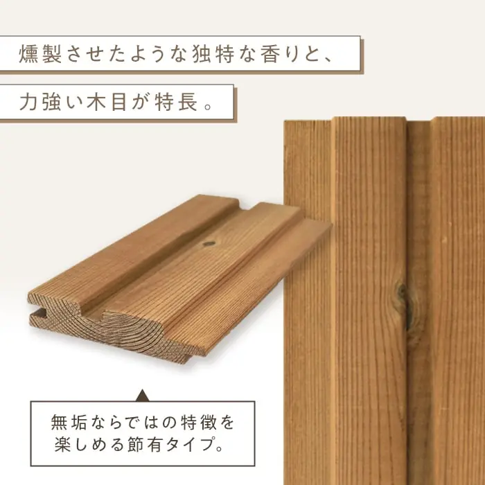 サーモウッドレッドパイン 羽目板 無塗装 節有 リブ加工 18×84×2100mm (6枚入り)【掲載品番】B1-SR-HAMEITA