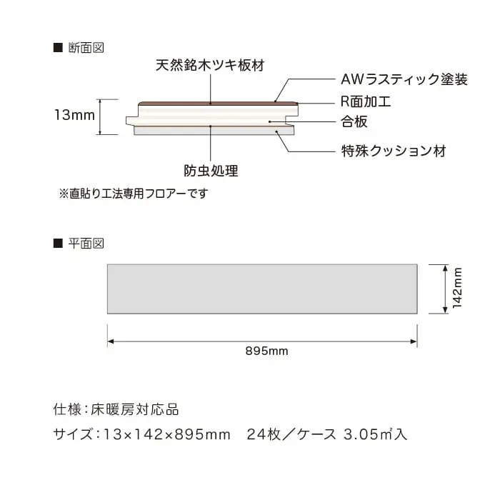 仕様:床暖房対応品
