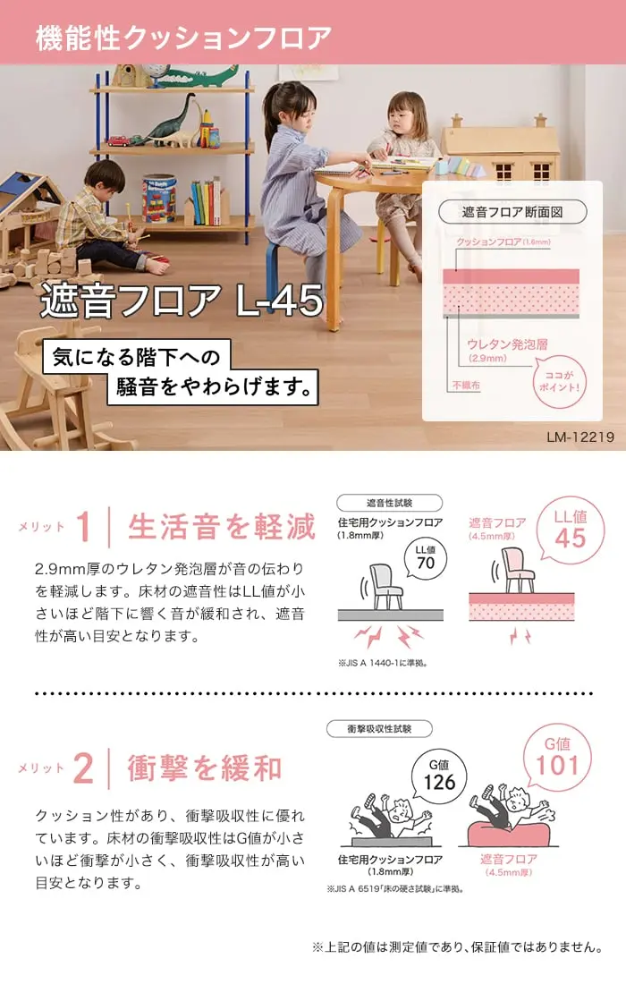 機能性クッションフロア 遮音フロア L-45