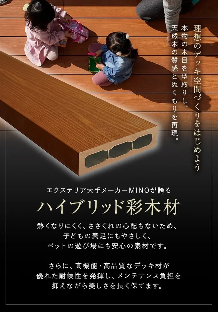 エクステリア大手メーカーMINOが誇るハイブリッド彩木材