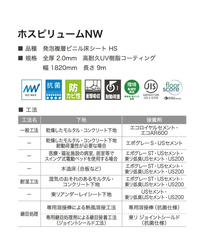 長尺シート 東リ ホスピリュームNW プレスストーン 2.0mm厚【掲載品番】TS2447 / TS2448