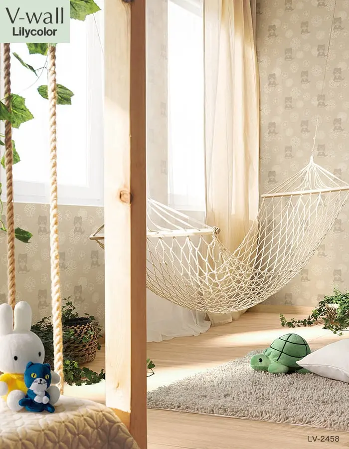 壁紙 のり無し リリカラ V-wall miffy フラワーキャット 巾92cm【掲載品番】LV-2458
