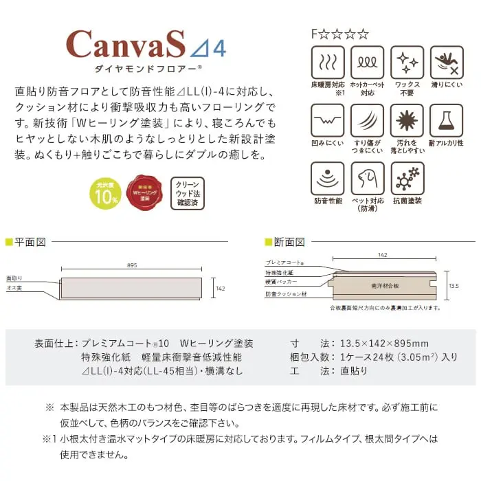 新技術「Wヒーリング塗装」により、寝ころんでもヒヤッとしない木肌のようなしっとりとした新設計塗装。