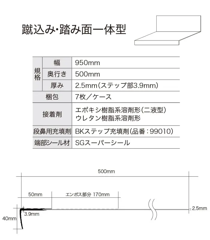 蹴込み・踏み面一体型