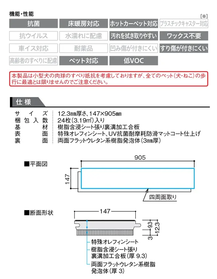本製品は小型犬の肉球のすべり抵抗を考慮しておりますが、全てのペット(犬・ねこ)の歩行に最適とは限りませんのでご注意ください。