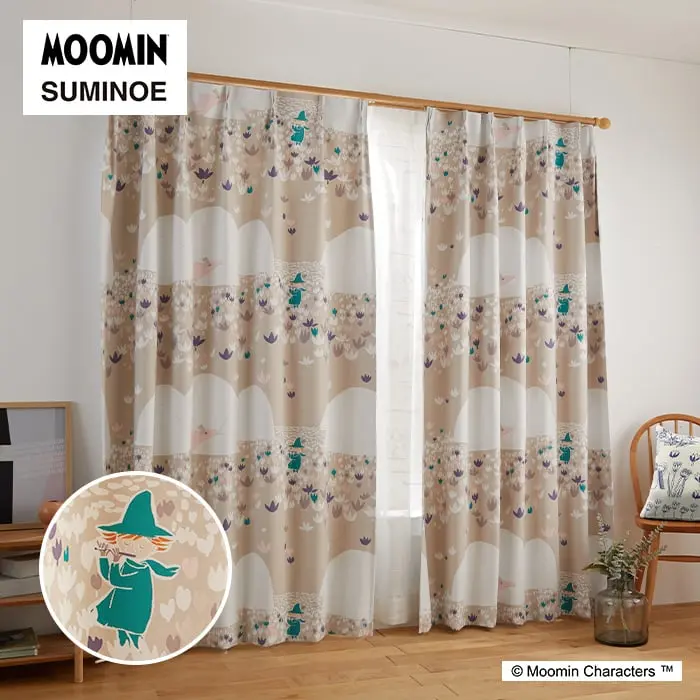 カーテン 既製サイズ スミノエ MOOMIN ソフトメロディー 巾100×丈178cm 1枚入【掲載品番】A1003 / A1004