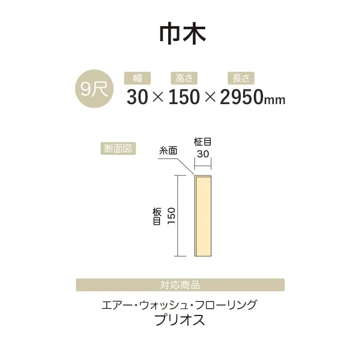 【法人・個人事業主様専用】巾木 イクタ エアーウォッシュフローリング プリオス 2950mm【掲載品番】IH9-AWP201 / IH9-AWP202 / IH9-AWP203 / IH9-AWP204 / IH9-AWP205 / IH9-AWP206 / IH9-AWP207 / IH9-AWP208 / IH9-AWP209