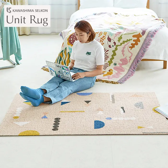 高級タイルカーペット 日本製 洗える&防音 ユニットラグ タノシイカタチ 6枚入【掲載品番】UR2241P