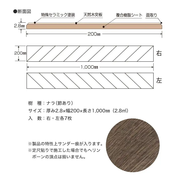 製品の特性上サンダー痕が入ります。