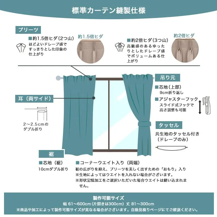 標準カーテン縫製仕様