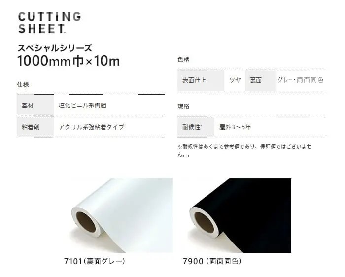 カッティングシート 中川ケミカル スペシャルシリーズ 1000mm巾×10m巻【掲載品番】7101 / 7900