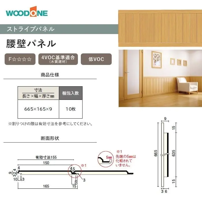 ウッドワン ドレタス ストライプパネル 腰壁パネル(10枚入)【掲載品番】RBP335-WH / RBP335-PL / RBP335-LC / RBP335-LB / RBP335-DK / RBP335-CH / RBP335-GE / RBP335-PW / RBP335-W1 / RBP335-G3 / RBP335-G9 / RBP335-N2