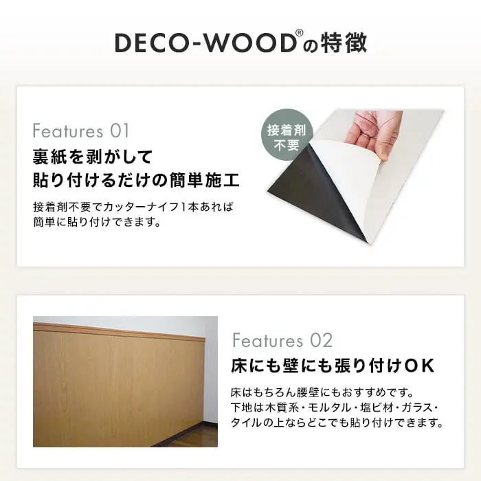 裏紙を剥がして貼り付けるだけの簡単施工