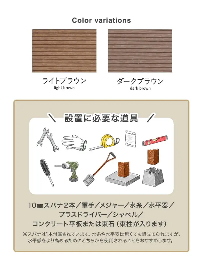 コンクリート平板または束石(束柱が入ります)
