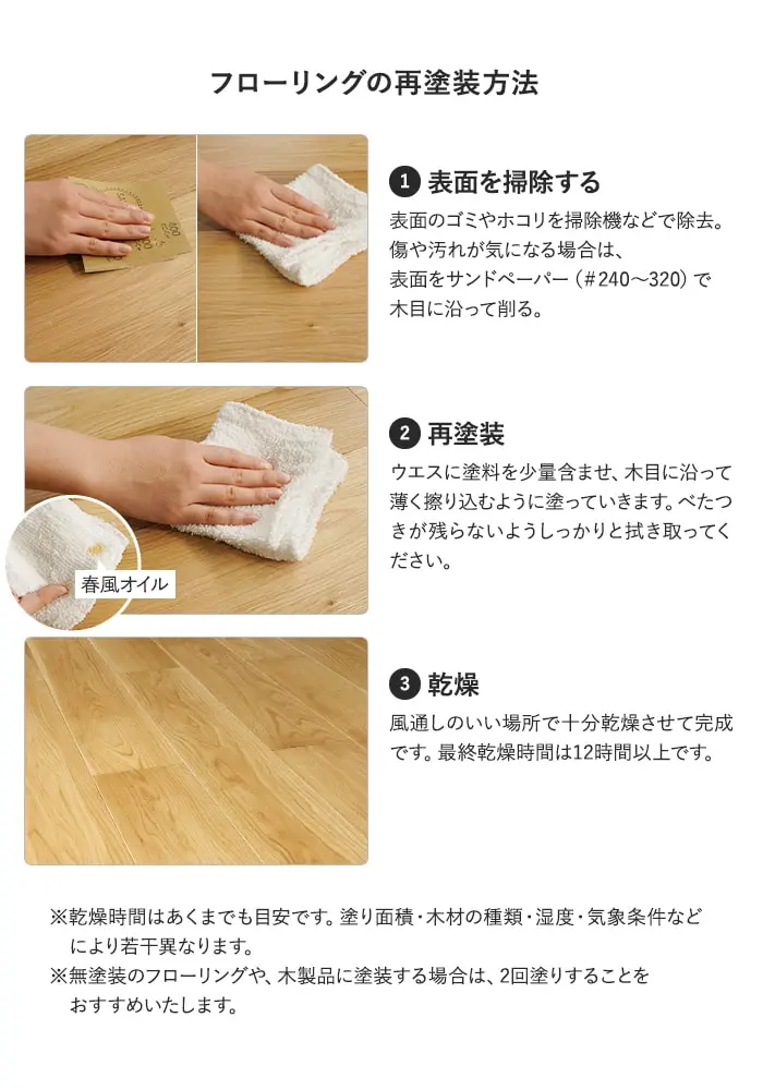 フローリングの再塗装方法