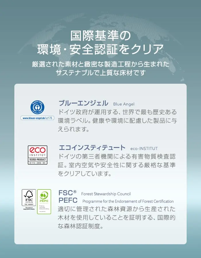 国際基準の環境・安全認証をクリア