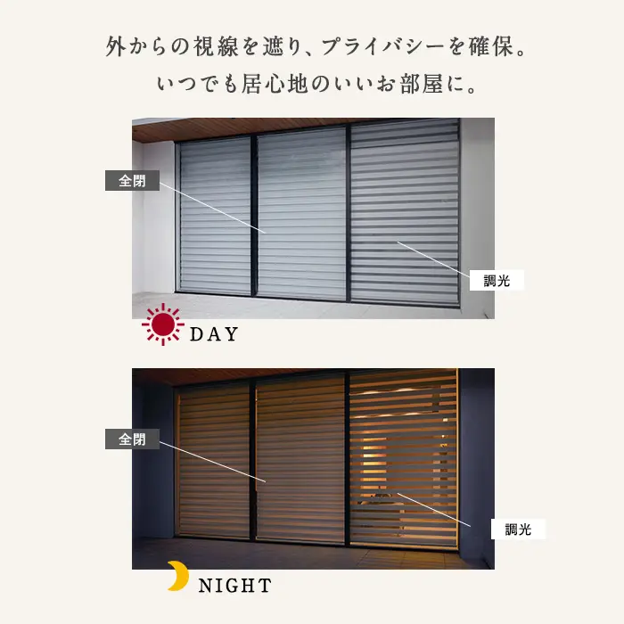外からの視線を遮り、プライバシーを確保。