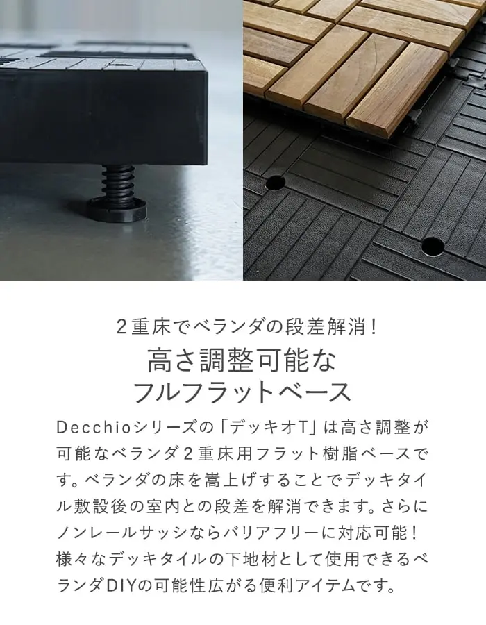 高さ調整可能なフルフラットベース