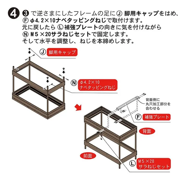 そして水平を調整し、れじを本締めします。
