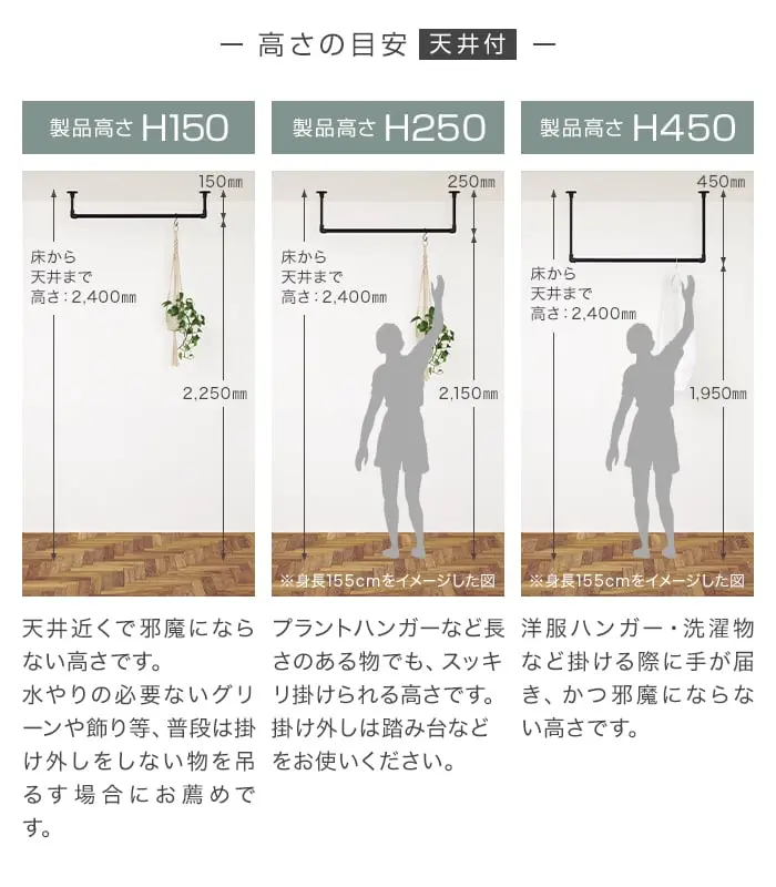 高さの目安 天井付