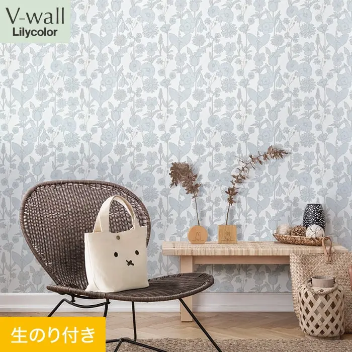 壁紙 のり付き リリカラ V-wall miffy フラワーガーデン 巾92cm【掲載品番】LV-2457