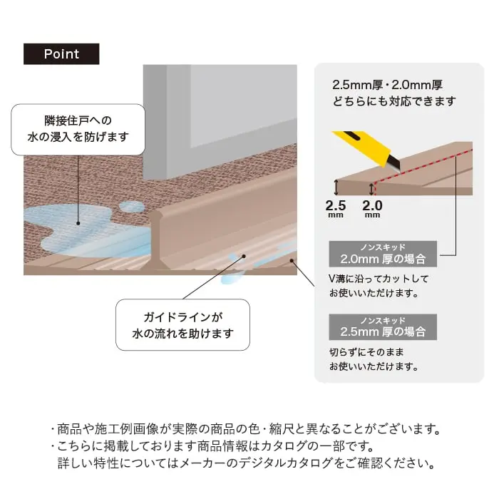 サンゲツ ノンスキッド バルコニー・ベランダの仕切り材 シキレール 長さ100cm 5本入【掲載品番】PXS-101-S / PXS-102-S / PXS-103-S