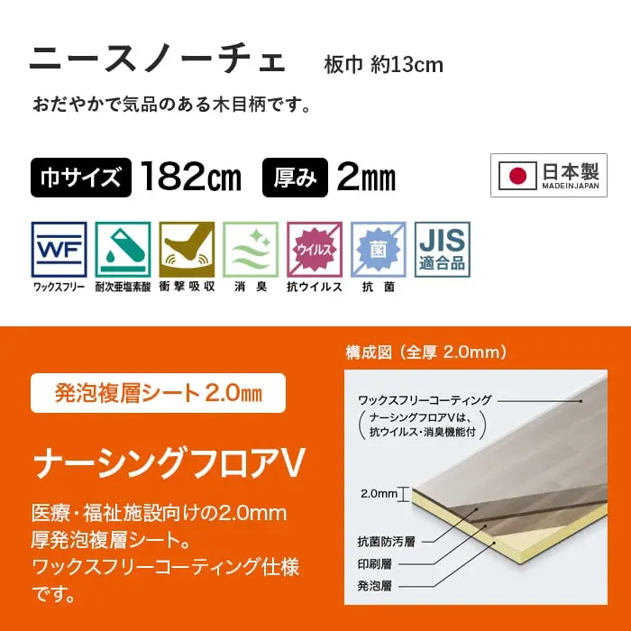 ニースノーチェ おだやかで気品のある木目柄です。