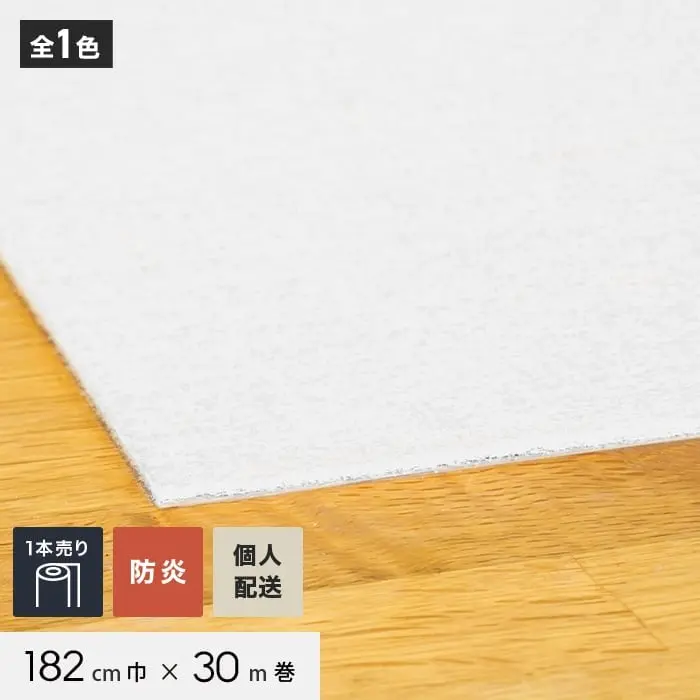 【個人配送】 パンチカーペット TEX62 182cm巾×30m巻 【1本売】 ホワイト【掲載品番】858
