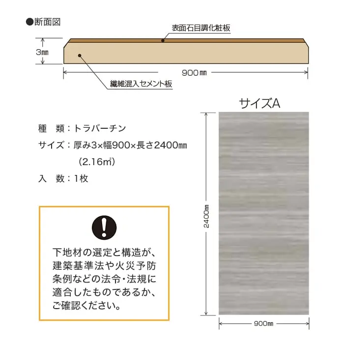 ウッドパネル ボード ウッドペッカー 不燃ウォール ストーン トラバーチン 2400mm【掲載品番】WFWS-100A / WFWS-200A