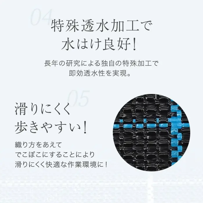 特殊透水加工で水はけ良好