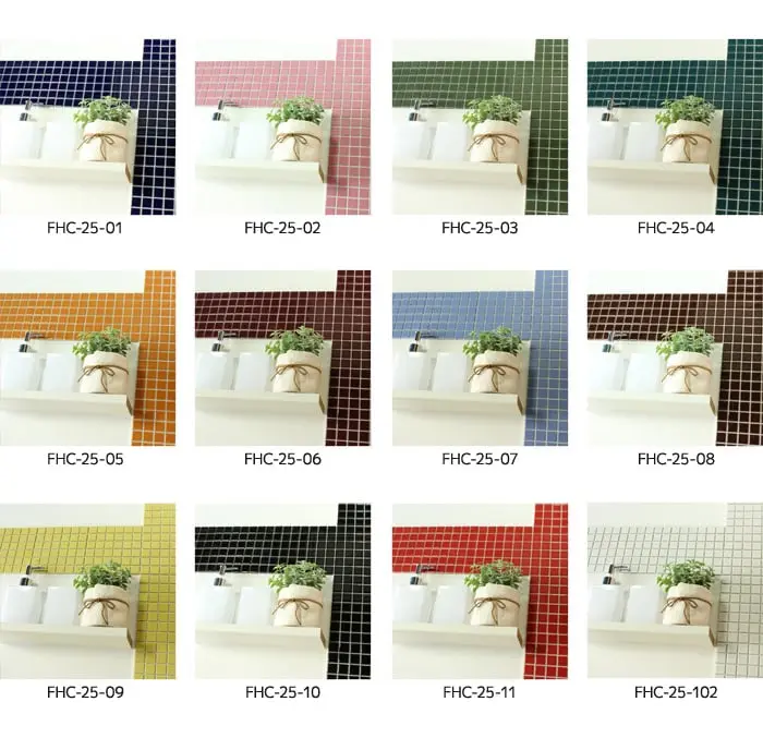 モザイクタイルシール ハイカラー (シールタイプ 強)【掲載品番】FHC-25-01 / FHC-25-02 / FHC-25-03 / FHC-25-04 / FHC-25-05 / FHC-25-06 / FHC-25-07 / FHC-25-08 / FHC-25-09 / FHC-25-10 / FHC-25-11 / FHC-25-102
