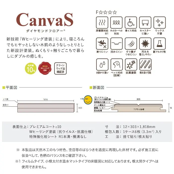 新技術「Wヒーリング塗装」により、寝ころんでもヒヤッとしない木肌のようなしっとりとした新設計塗装。