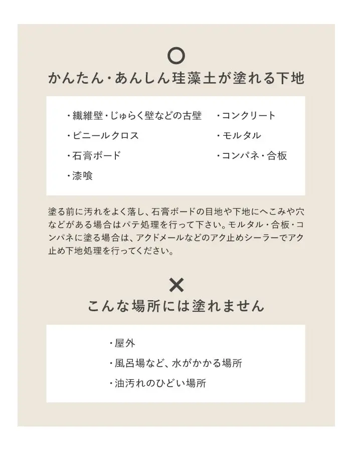 珪藻土塗料と施工道具、マニュアルがセットに!はじめての珪藻土セット 1.5kg【掲載品番】KA-WHS / KA-CRS / KA-BES
