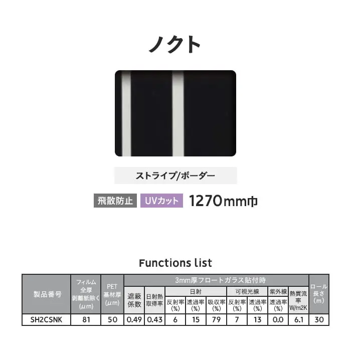 3M ガラスフィルム ファサラ ストライプ/ボーダー ノクト 1270mm巾【掲載品番】SH2CSNK-1270