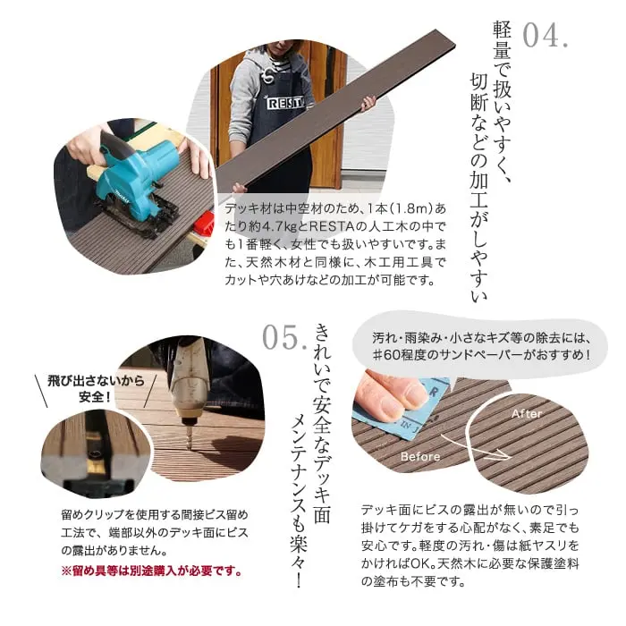 軽量で扱いやすく、切断などの加工がしやすい