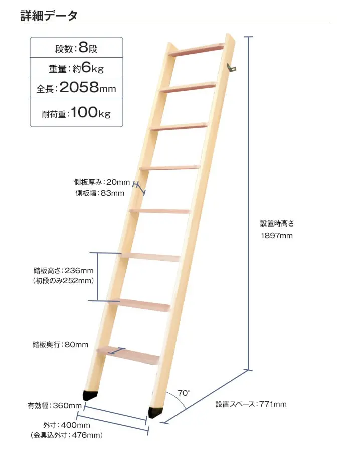 北欧ラダー 8段 詳細データ