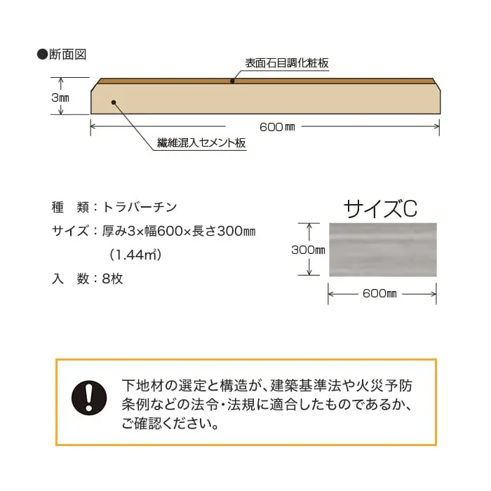 ウッドパネル ボード ウッドペッカー 不燃ウォール ストーン トラバーチン 300mm【掲載品番】WFWS-100C / WFWS-200C
