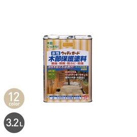 マイクロ粒子浸透型の水性木部保護塗料で、防虫・防腐・防かび効果があります。紫外線吸収剤配合で色あせを防ぎ、蜜蝋成分で防水効果も実現