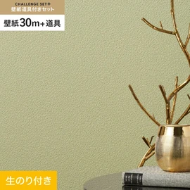 簡単に施工できるスリットタイプの高機能のり付き壁紙30mと、すぐにDIYが始められる道具のセット