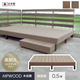 抜群の耐久性！耐候性樹脂でできた本格ウッドデッキ組立キット【0.5坪サイズ】